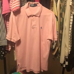 Light pink polowith light but sign